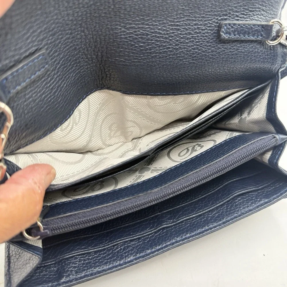 BRIGHTON MINGLE ENVELOPE SMALL LEATHER WALLET W/STRAP BLUE